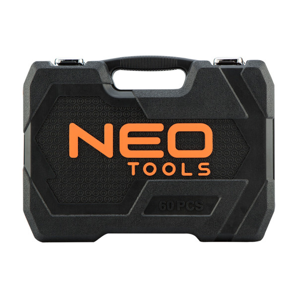 Набір інструментів NEO Tools 10-200, 60 елементів, CrV сталь, тріскачка 1/4", кейс, гарантія 25 років