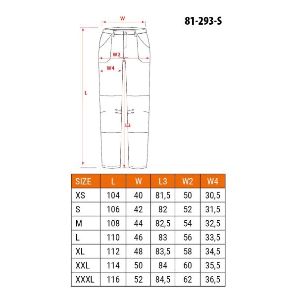 Штани робочі NEO Tools 81-293 OUTDOOR, 4-way stretch, зелено-сірі, нейлон спандекс, кишені на змійці, вентиляція M