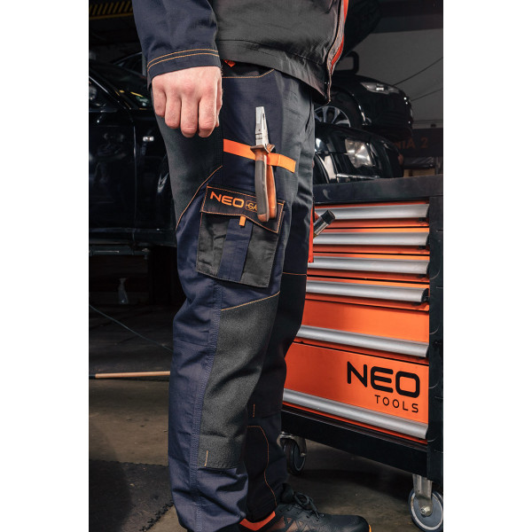 Штани робочі NEO Tools 81-237 Neo Garage, бавовна рипстоп, посилені вставки Oxford, сірі, CE EN ISO 13688 XXXL